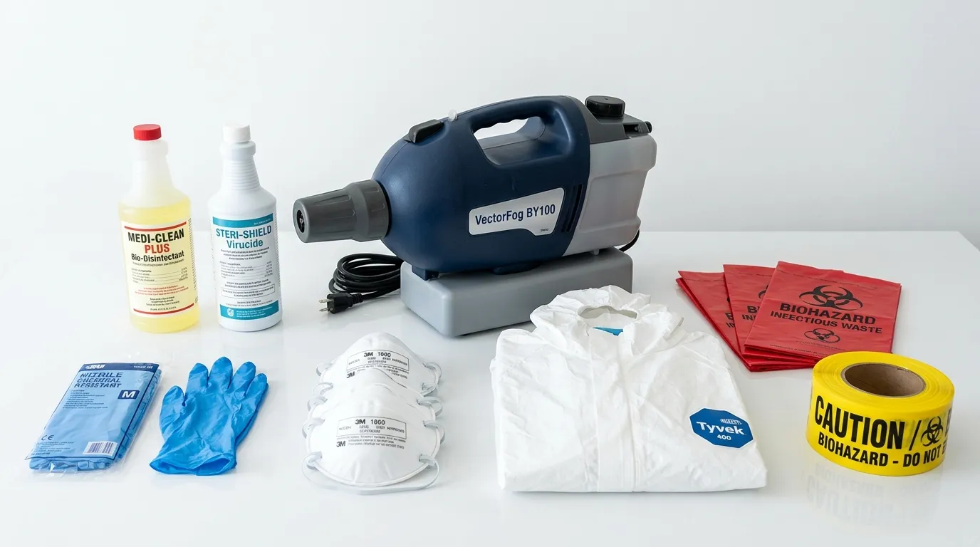 Professional biohazard remediation crew working in Midlothian